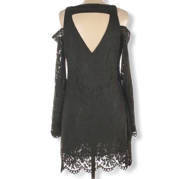 CHASER Black Lace Cold Shoulder Long Sleeve Dress - Picture 2 of 4